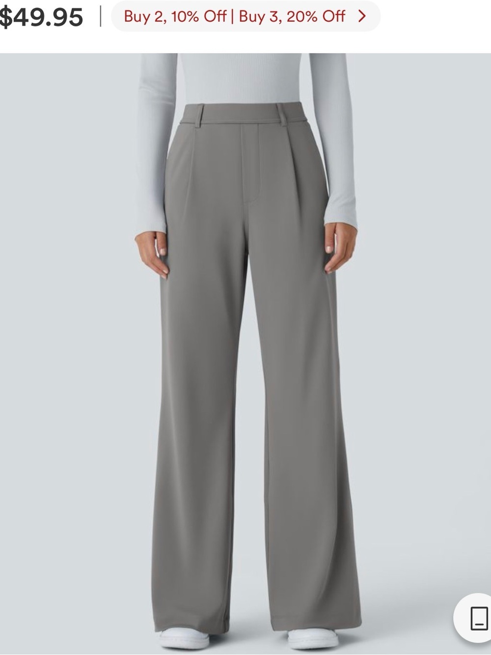 HALARA Wide-Leg High-Rise Pants in Gray